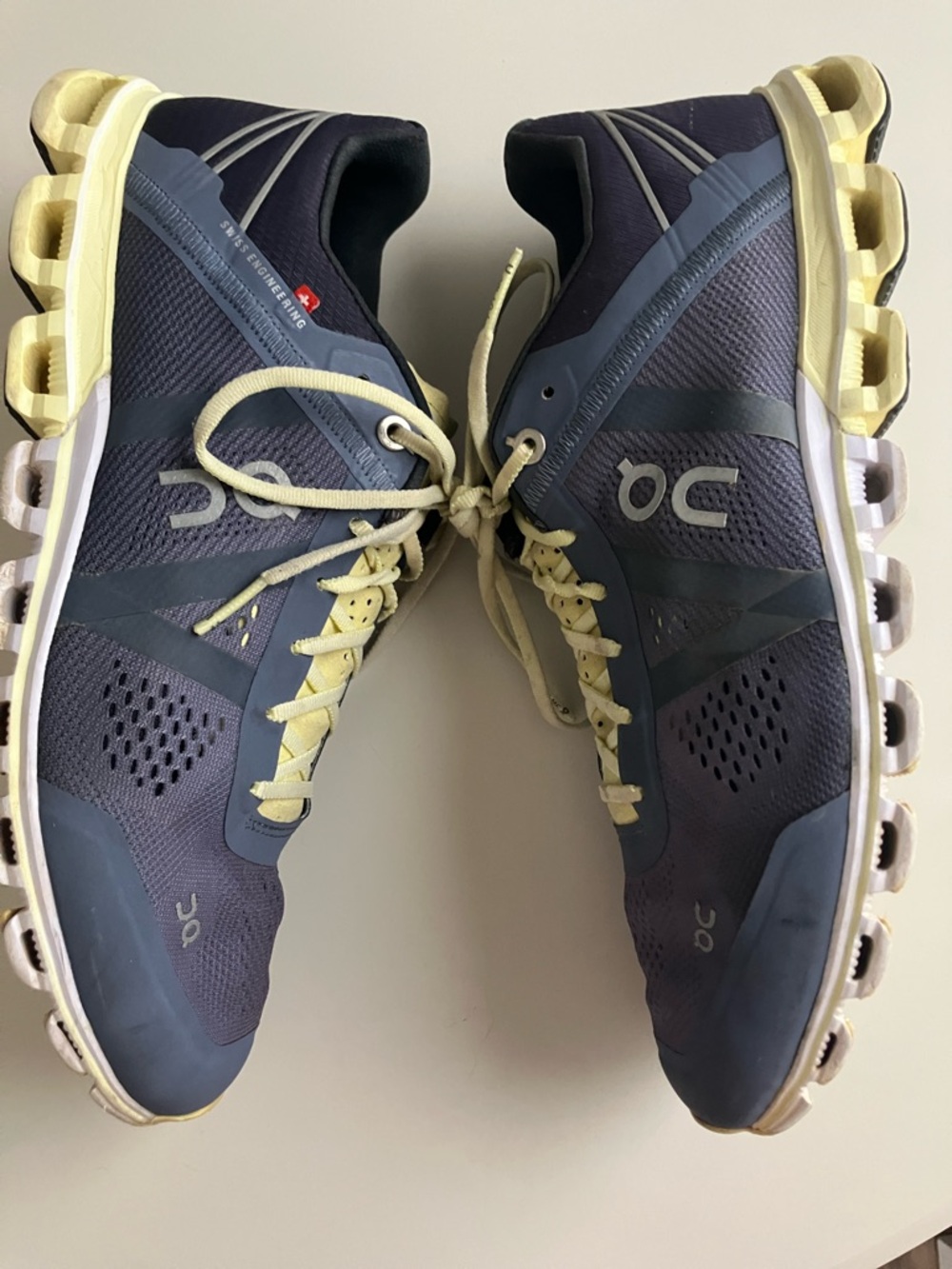 On Cloud running shoes with new laces
